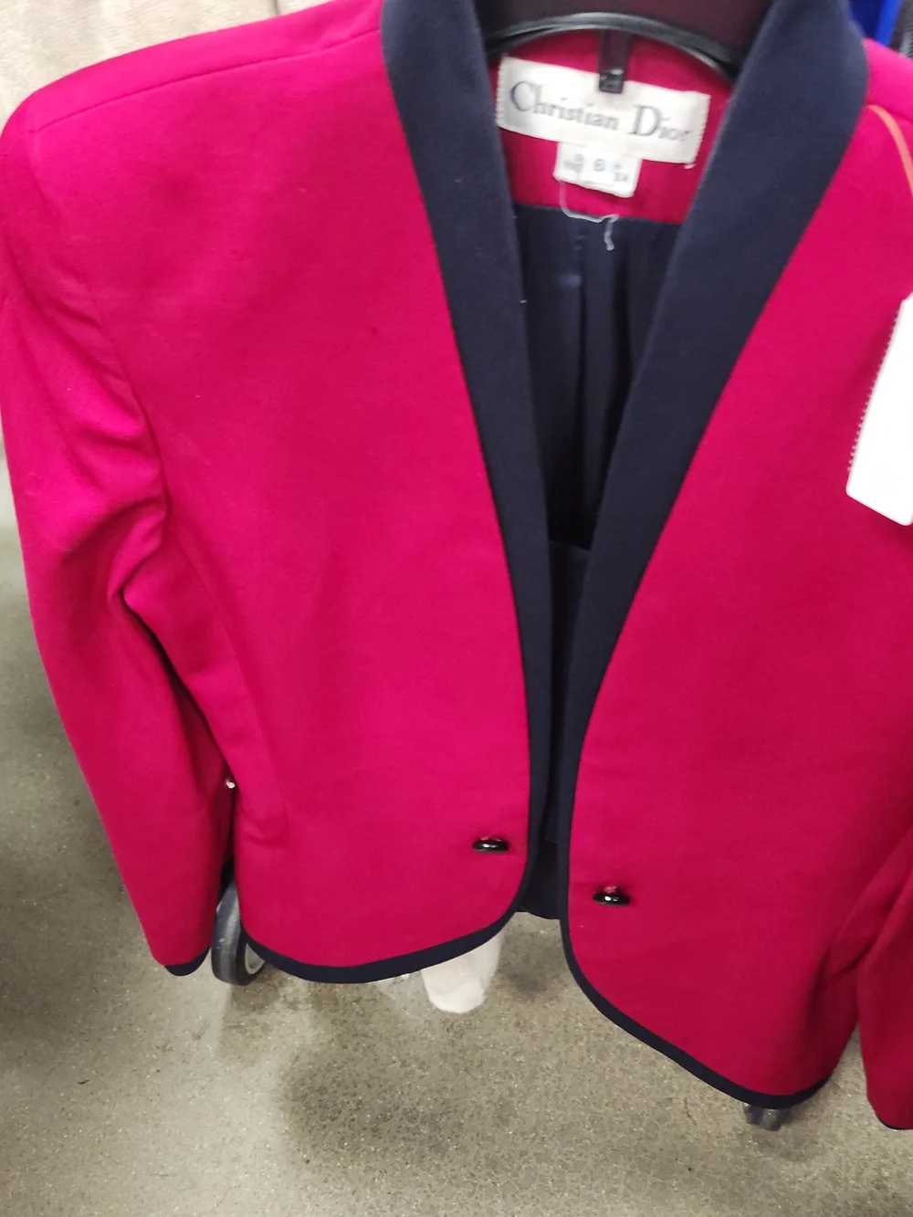 Dior Hot Pink Blazer with Navy Trim - Women's Jacket